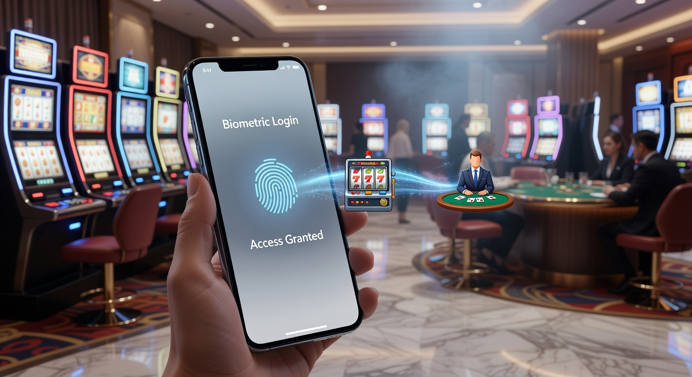 Biometrische Login-Schnittstelle auf einem Smartphone mit nahtlosem Wechsel zwischen Casino-Spielen
