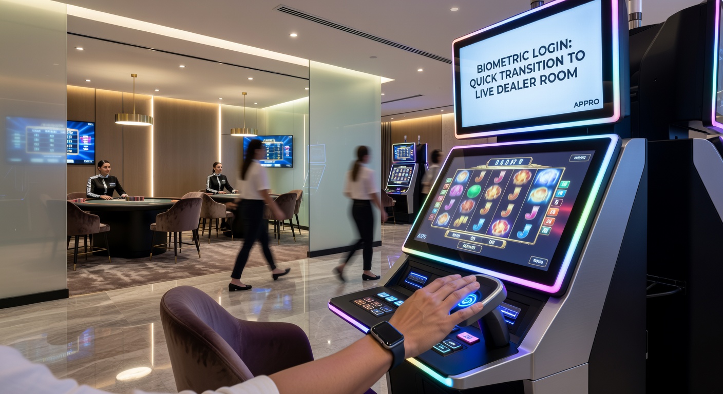 Live-Dealer-Schnittstelle auf einem Mobilgerät nach biometrischem Wechsel von Slot-Spielen
