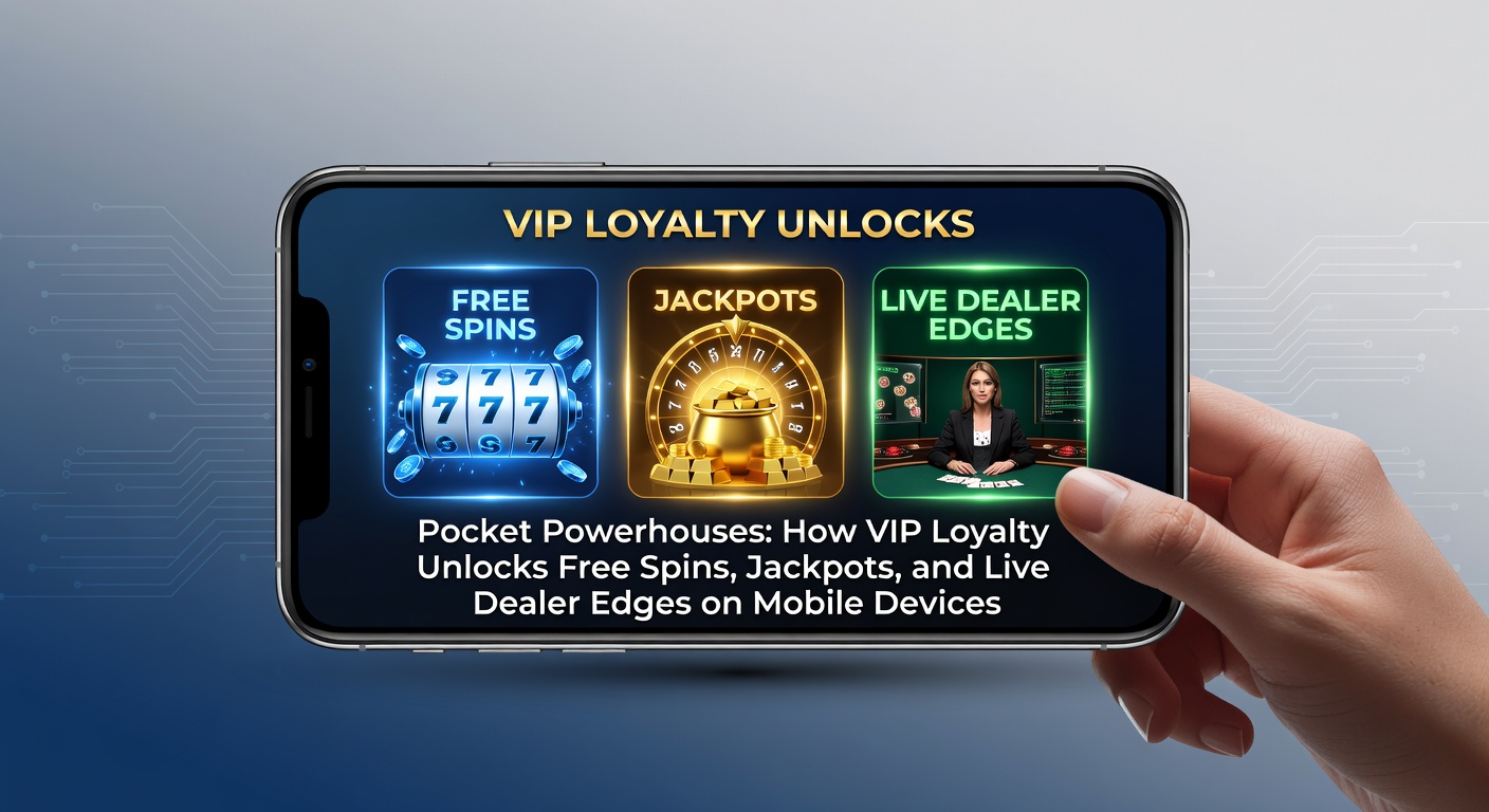 Smartphone mit leuchtenden VIP-Loyalty-Symbolen, Free Spins und Jackpot-Icons im Vordergrund